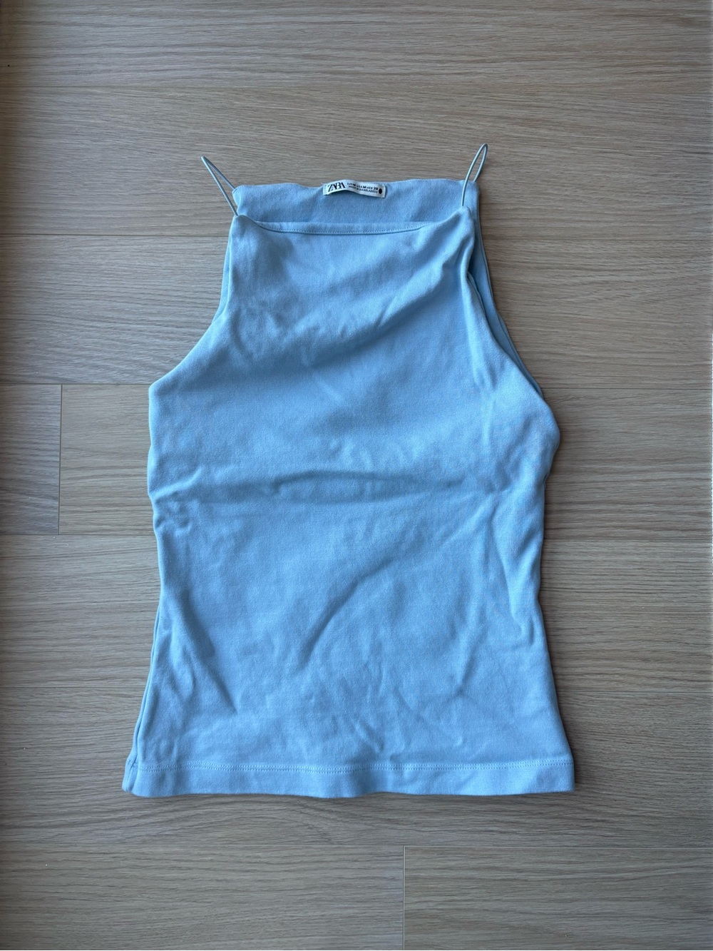Zara Pale Blue High Neck Tank